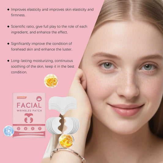 Facial Patches Set - Forehead & Smile Line Patches with Hyaluronic Acid & Aloe, Hydrating & Soothing Skin Care Patches, Comfortable Fit for Daily Use (10 pcs )
