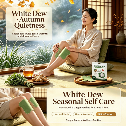 White Dew Autumn Care: Wormwood & Ginger Warming Patches for Knees, Feet & Body
