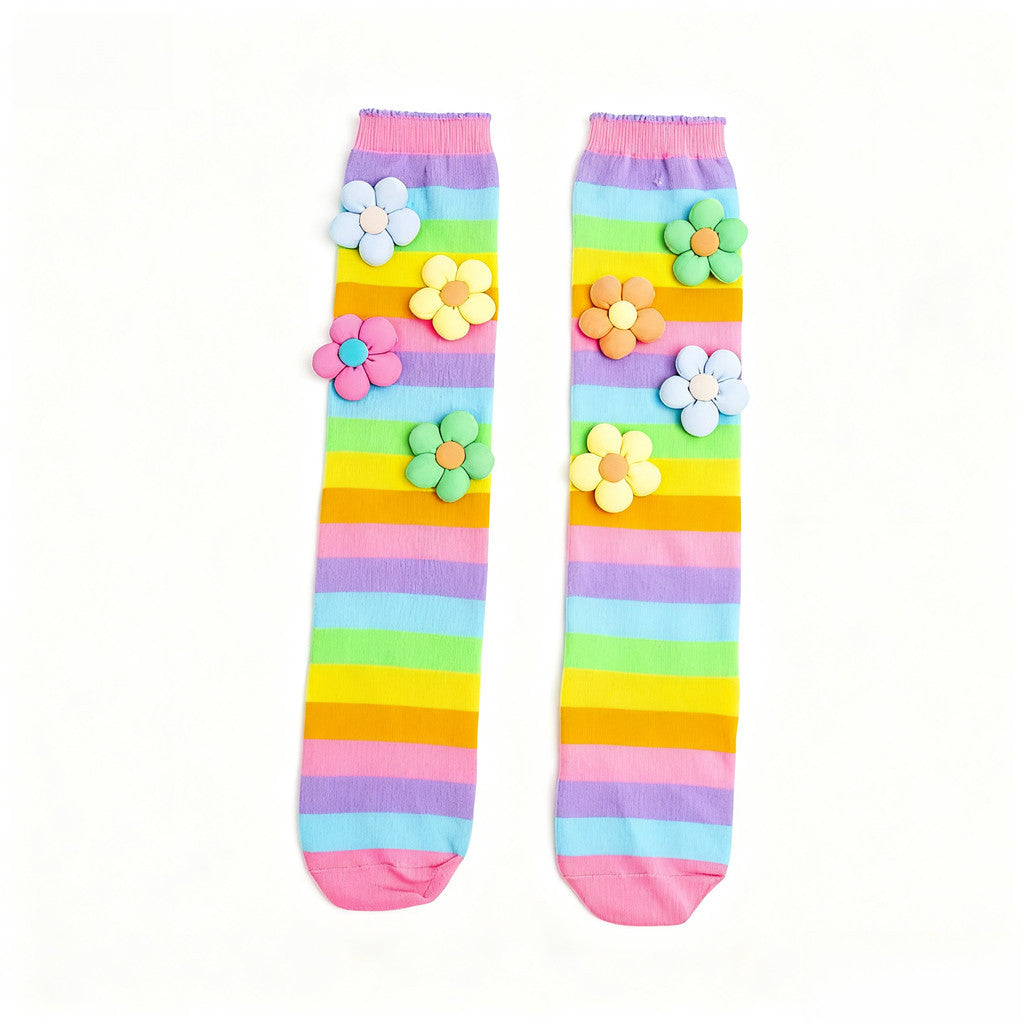 BoBo 3D Caterpillar Knee-High Socks | Mismatched Fun Socks for Kids & Adults | Novelty Gift for Crazy Sock Day