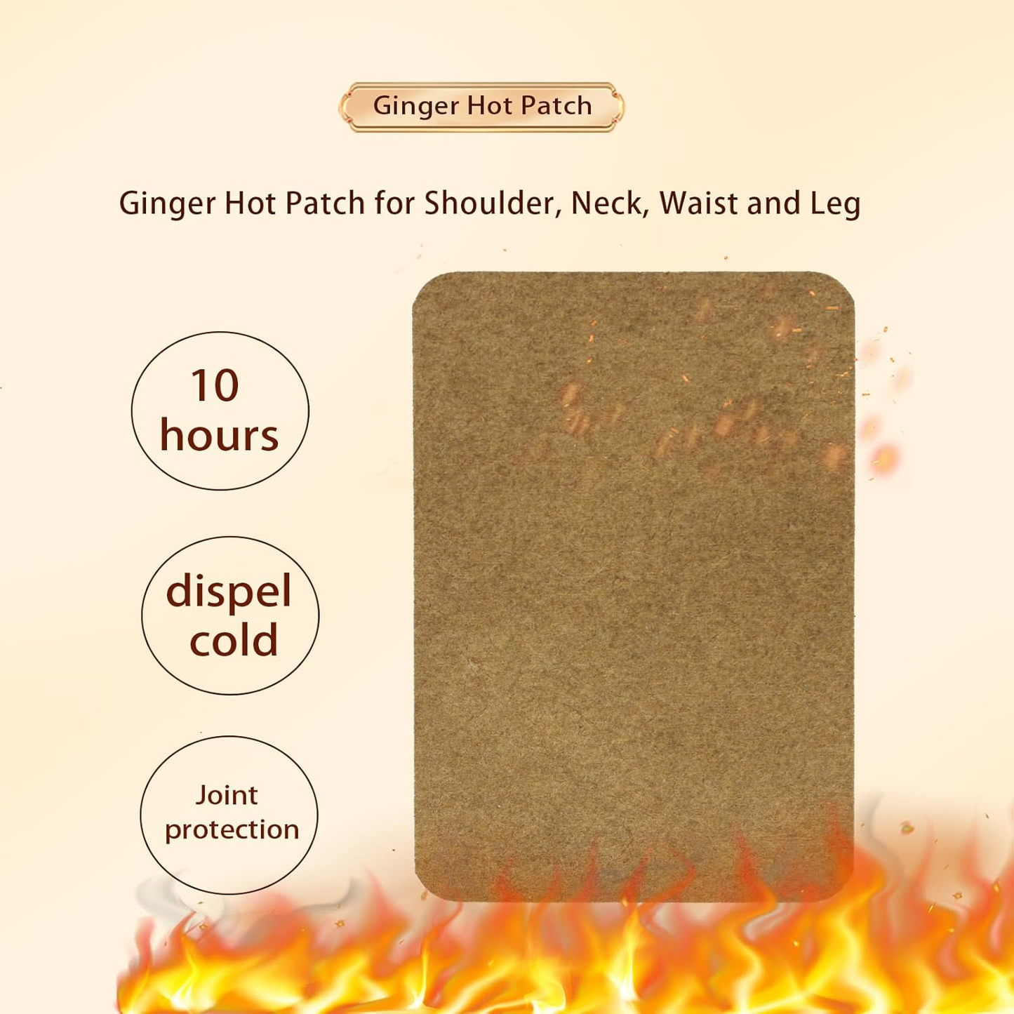 (80 Patches) Ginger Herbal Warm Patches for Shoulder, Neck, Back, Knee & Joint Comfort | Natural Heat Patches, 10 Hours Long Lasting Warmth