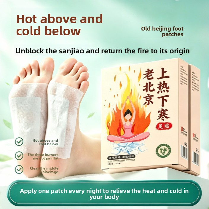 Old Beijing Herbal Foot Patches 30 Counts, Bamboo Charcoal Wormwood Foot Care Pads, Natural Plant Foot Plasters for Daily Foot Relaxation, Night Use Foot Stickers for Home Use