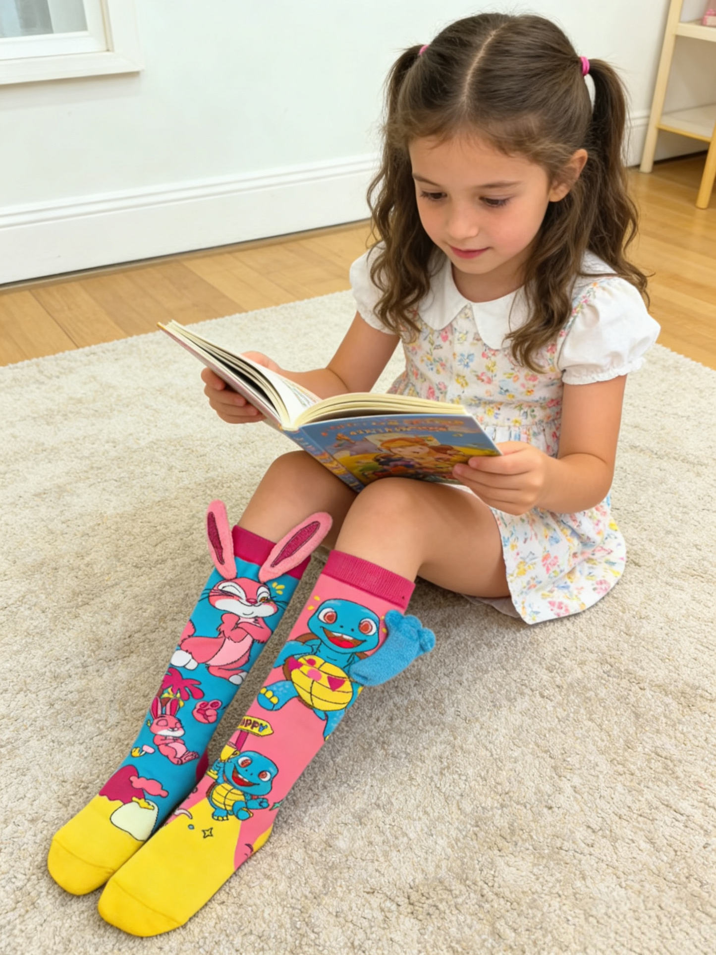 BoBo 3D Caterpillar Knee-High Socks | Mismatched Fun Socks for Kids & Adults | Novelty Gift for Crazy Sock Day