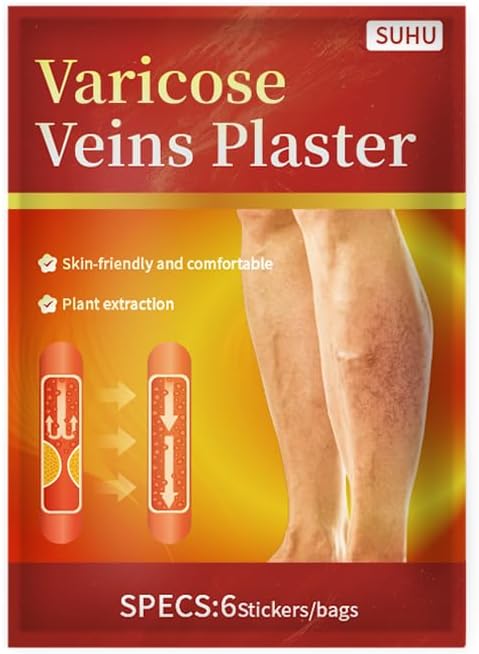 Varicose Veins Relief Plasters, 2 - Pack (12Pcs) for Bulging Veins & Leg Discomfort, Plant - Based, Skin - Friendly