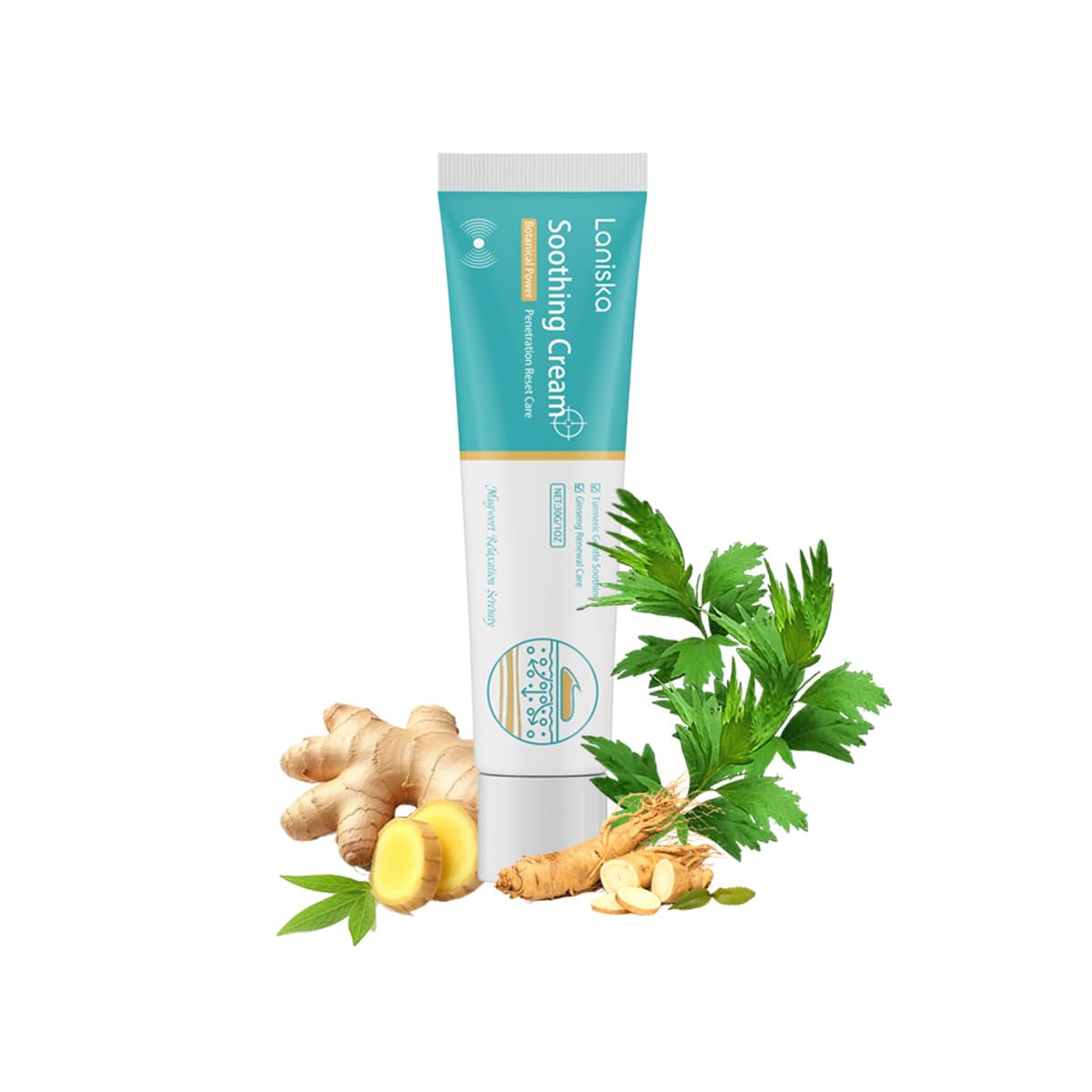 Herbal Vein Care Cream for Legs & Shoulders, Botanical Massage Cream with Turmeric, Ginseng & Mugwort, Fast-Absorbing Moisturizing Formula for Daily Skin Care, 1 oz