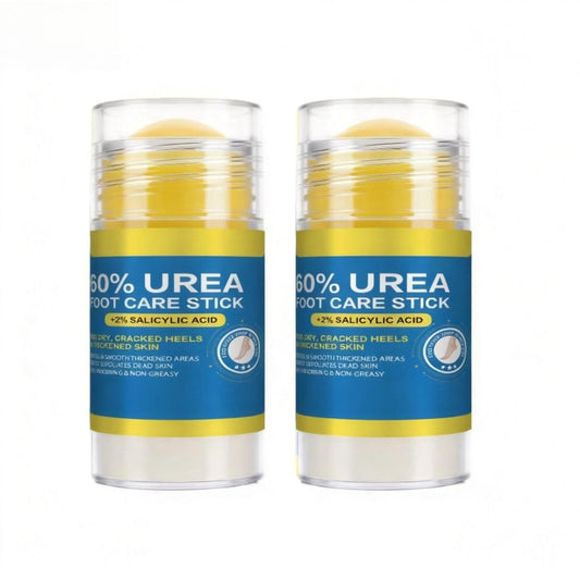 60% Urea Foot Care Stick (with 2% Salicylic Acid) — Moisturizing Foot Cream for Dry Skin on Feet, Knees, Elbows & Hands - Hydrates & Softens Rough Skin (2-Pieces)