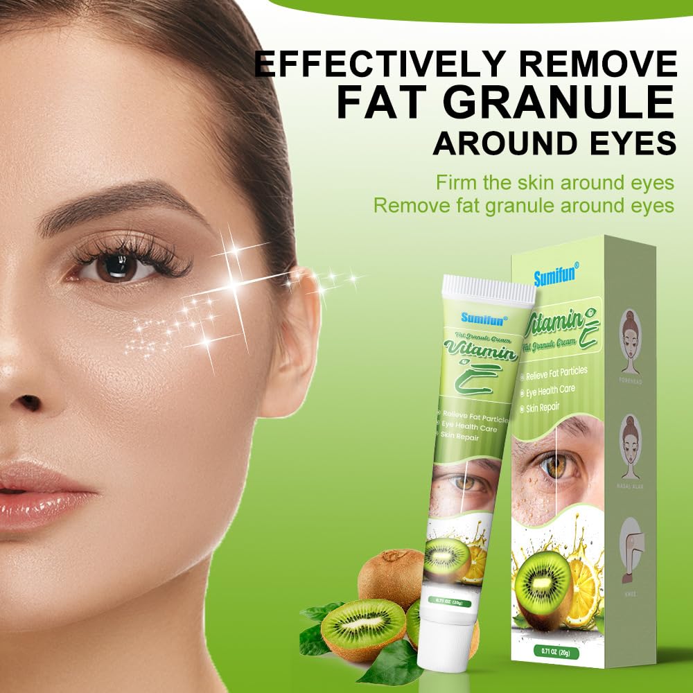 2-Pack Vitamin E Fat Granule Cream with AHA for Skin Care, Fruit-based Moisturizing, Effectively Improve Eye-area Fat Granules and Nourish Skin