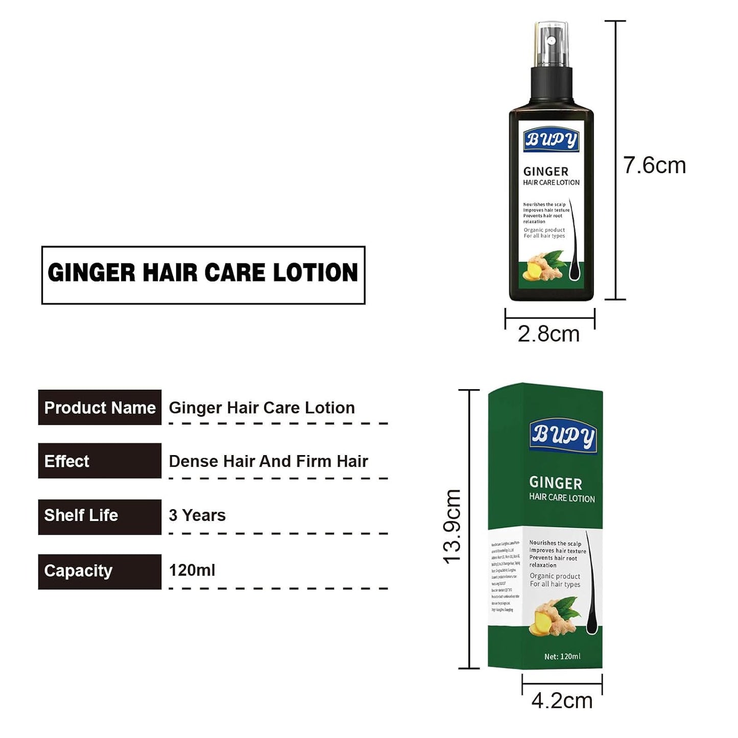 Ginger Scalp Care Lotion Spray 4.06 fl oz, Infused Natural Ginger Extract, Nourish Hair Roots & Strengthen Thin Fragile Strands, Daily Scalp Treatment for Men Women All Hair Types