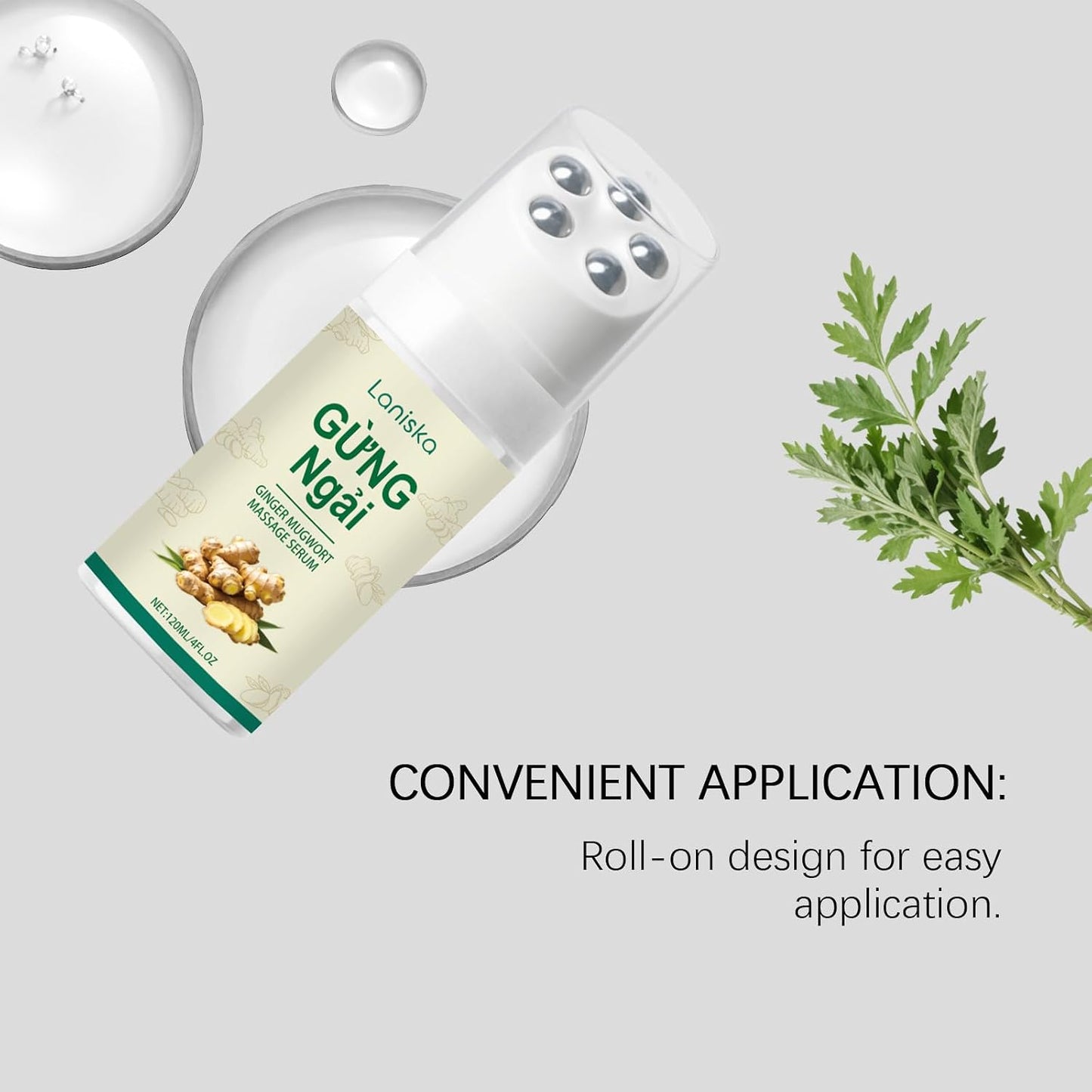 Ginger Mugwort Roller Massage Liquid, Gentle Nourishing & Moisturizing, Neck and Shoulder Comfort Care Essence, Natural Plant Extracts for Relaxation (1)