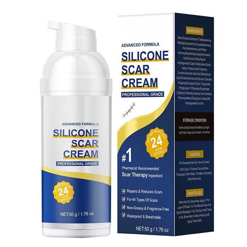 Advanced Medical-Grade Silicone Scar Gel - 1.7 oz Professional Scar Removal Cream for Surgical Scars, C-Section, Keloid Bumps, Stretch Marks, Cruelty-Free & Safe for All Skin Types (1)