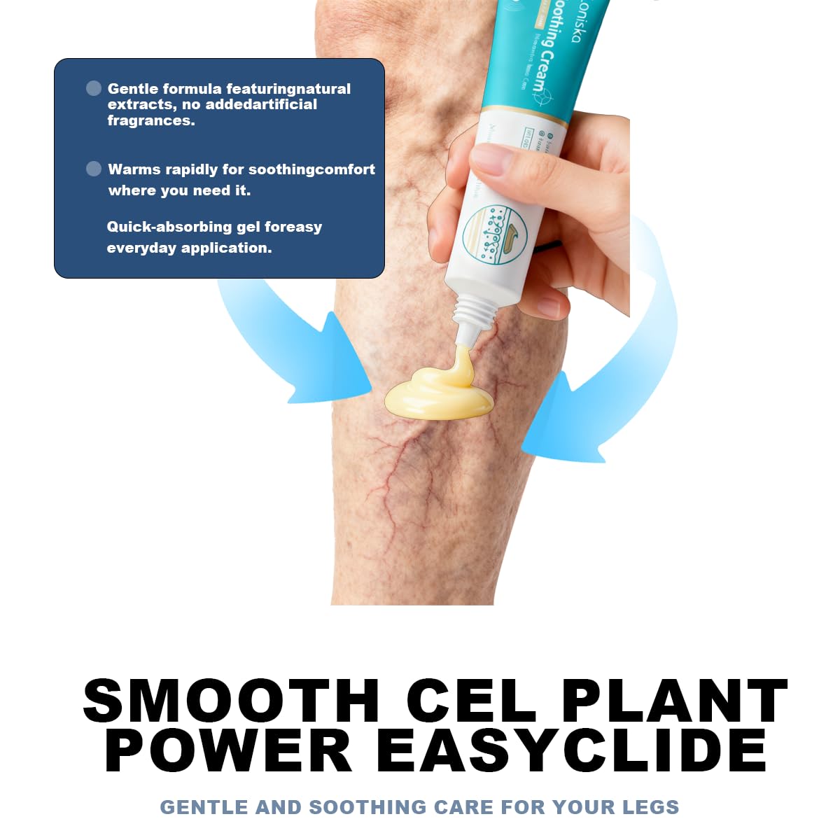 Herbal Vein Care Cream for Legs & Shoulders, Botanical Massage Cream with Turmeric, Ginseng & Mugwort, Fast-Absorbing Moisturizing Formula for Daily Skin Care, 1 oz