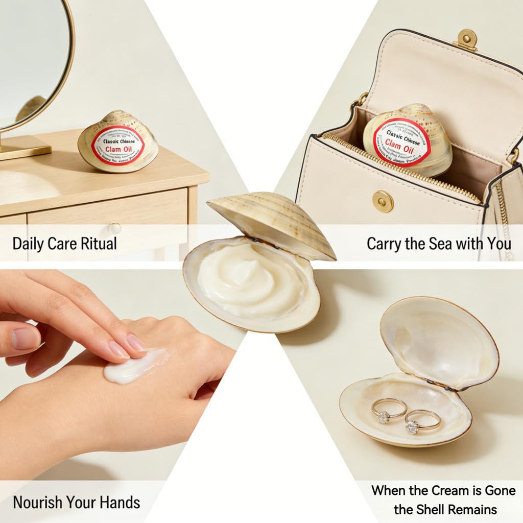 Timeless Chinese Clam-Shell Hand Balm - 5-Pack for Family & Gifting - Intensely Nourishes Dry, Rough Skin - Iconic Natural Shells & Proven Formula