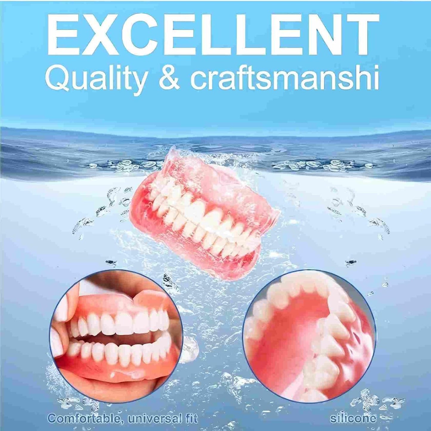 Functional dentures, Adjustable Functional Full-Mouth dentures, Premium Style, Custom-Made Silicone Full-Mouth Denture Set, Premium Style, for Men and Women-2-piece