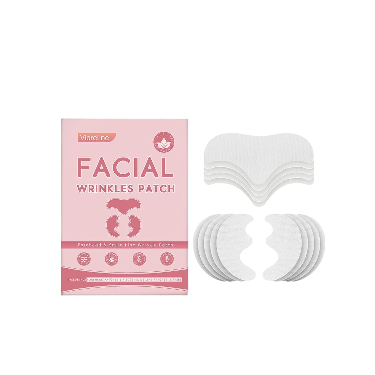 Facial Patches Set - Forehead & Smile Line Patches with Hyaluronic Acid & Aloe, Hydrating & Soothing Skin Care Patches, Comfortable Fit for Daily Use （10 pcs ）