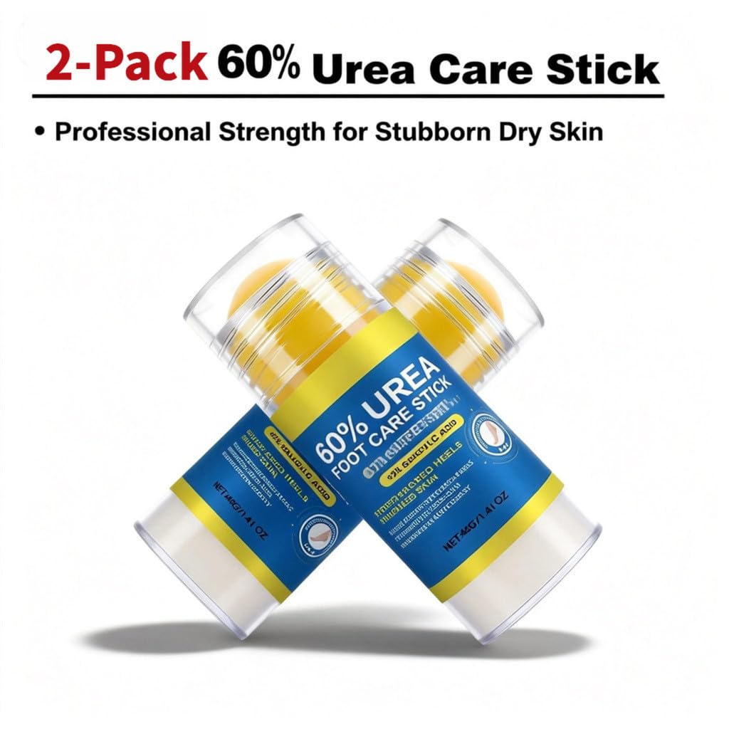 60% Urea Foot Care Stick (with 2% Salicylic Acid) — Moisturizing Foot Cream for Dry Skin on Feet, Knees, Elbows & Hands - Hydrates & Softens Rough Skin (2-Pieces)