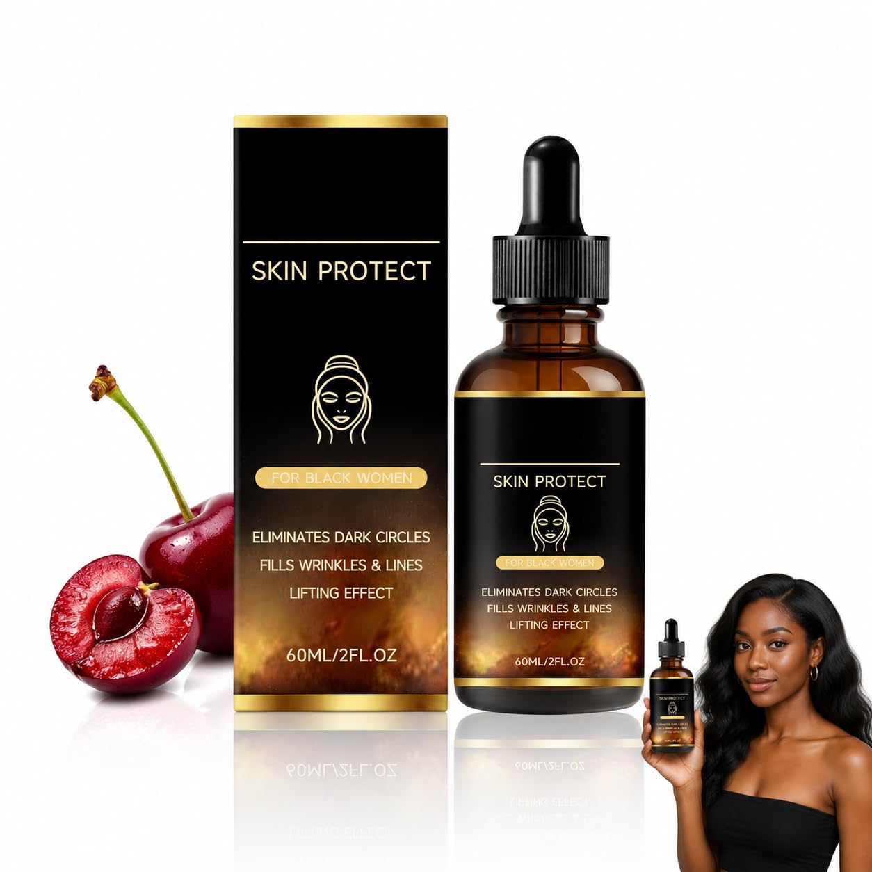 Walker Skin Protect Serum for Black Women, Reduces Wrinkles & Fine Lines, Eliminates Dark Circles, and Lifts & Firms Skin,Lightweight Non-Greasy,Suitable for Black Women & All Skin Types.(1 pack)