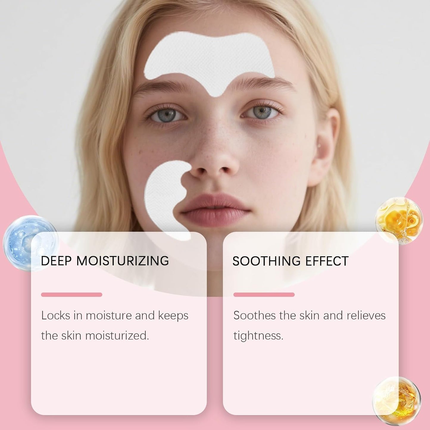 Facial Patches Set - Forehead & Smile Line Patches with Hyaluronic Acid & Aloe, Hydrating & Soothing Skin Care Patches, Comfortable Fit for Daily Use （10 pcs ）