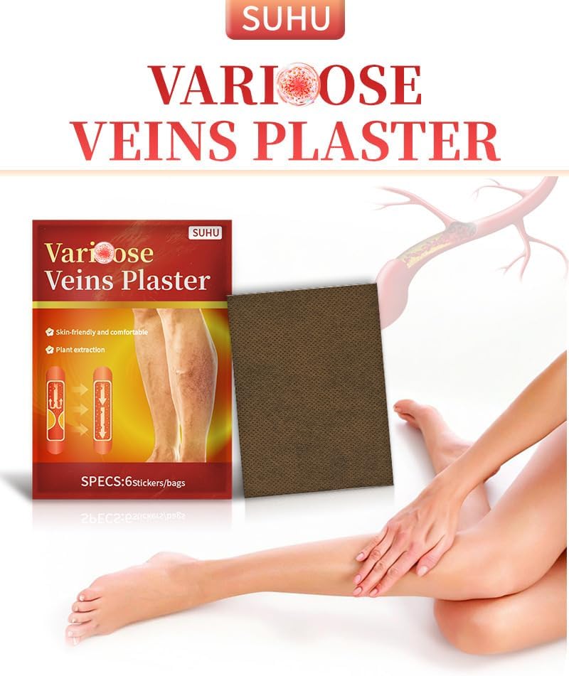 Varicose Veins Relief Plasters, 2 - Pack (12Pcs) for Bulging Veins & Leg Discomfort, Plant - Based, Skin - Friendly