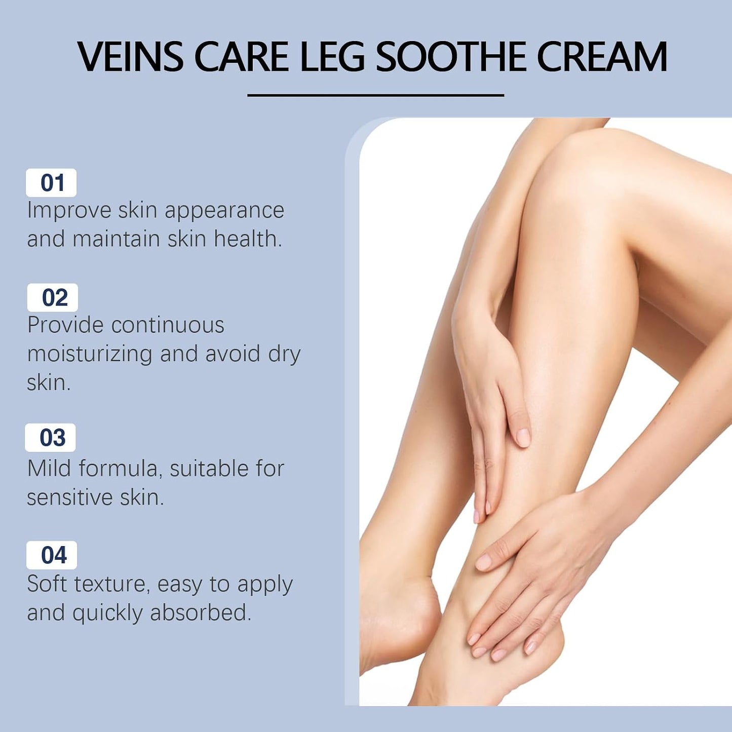 Herbal Vein Care Cream for Legs & Shoulders, Botanical Massage Cream with Turmeric, Ginseng & Mugwort, Fast-Absorbing Moisturizing Formula for Daily Skin Care, 1 oz