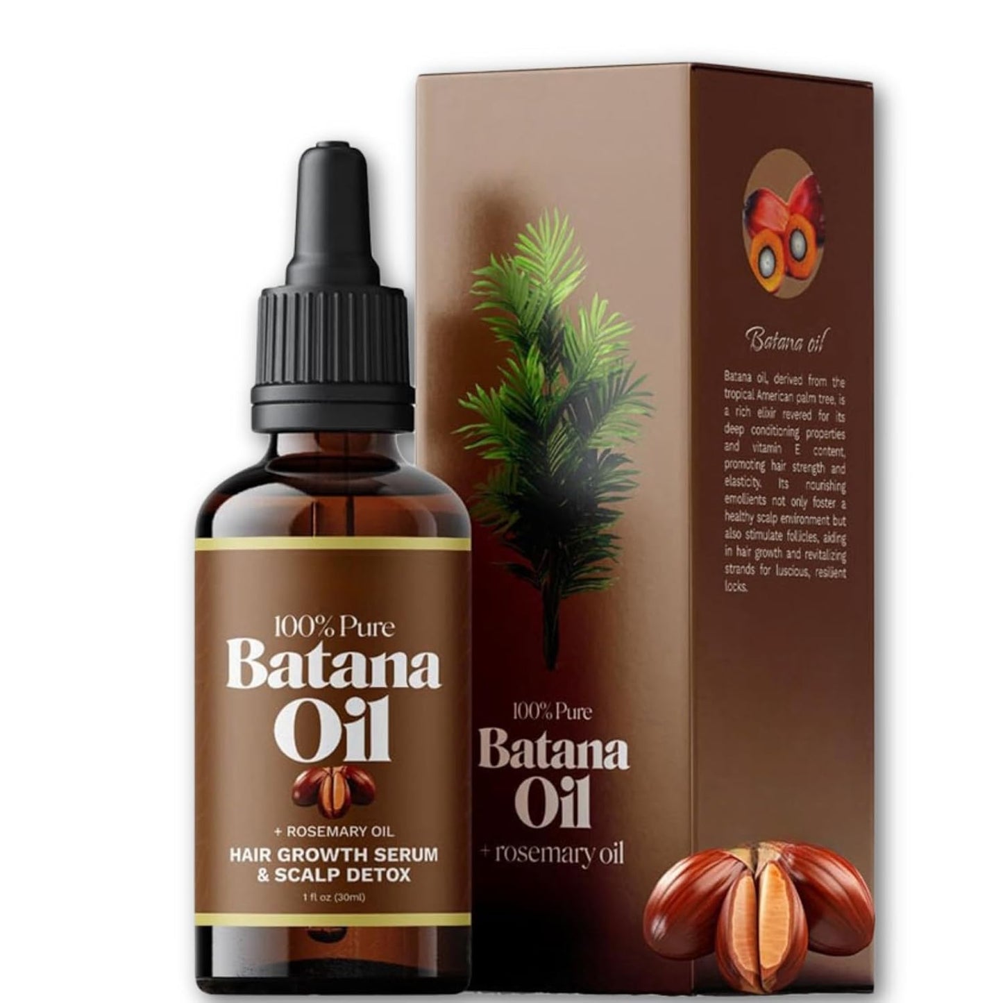 Batana Oil for Hair Growth, 100% Organic Batana Oil from Honduras with Rosemary, Enhances Hair & Skin Radiance Nourishment, Reduce Hair Loss, Batana Hair Oil for Women and Ma, 30ml / 1 Fl Oz (1)
