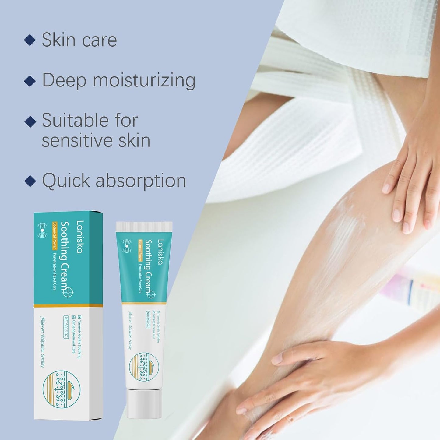 Herbal Vein Care Cream for Legs & Shoulders, Botanical Massage Cream with Turmeric, Ginseng & Mugwort, Fast-Absorbing Moisturizing Formula for Daily Skin Care, 1 oz