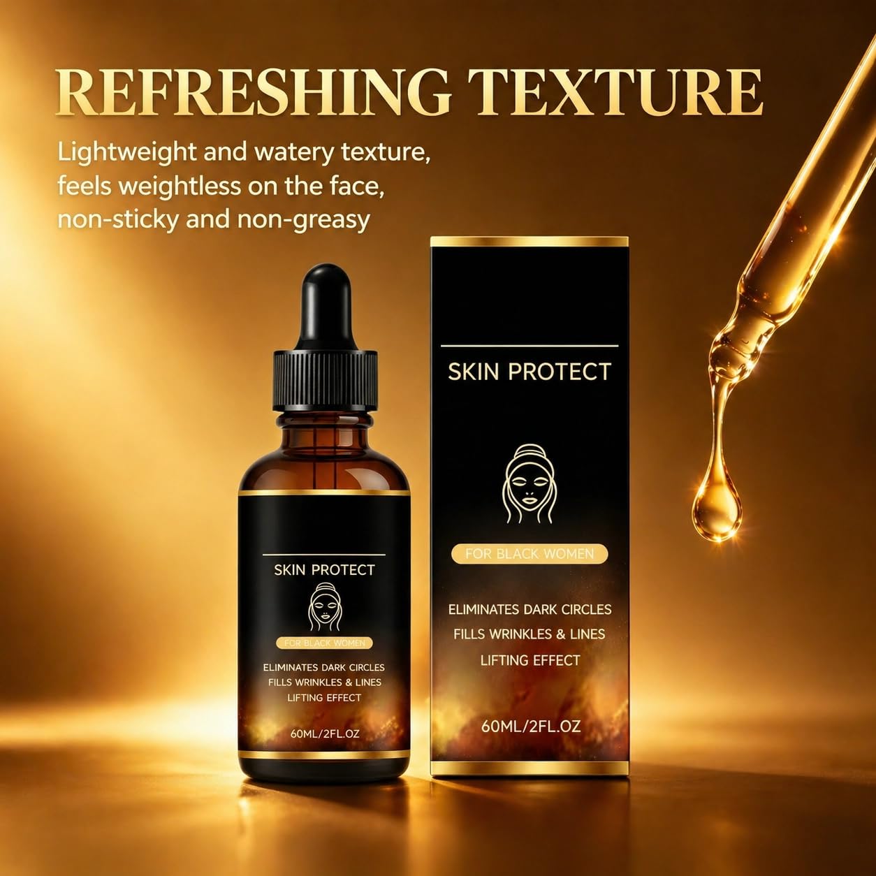 Walker Skin Protect Serum for Black Women, Reduces Wrinkles & Fine Lines, Eliminates Dark Circles, and Lifts & Firms Skin,Lightweight Non-Greasy,Suitable for Black Women & All Skin Types.(1 pack)