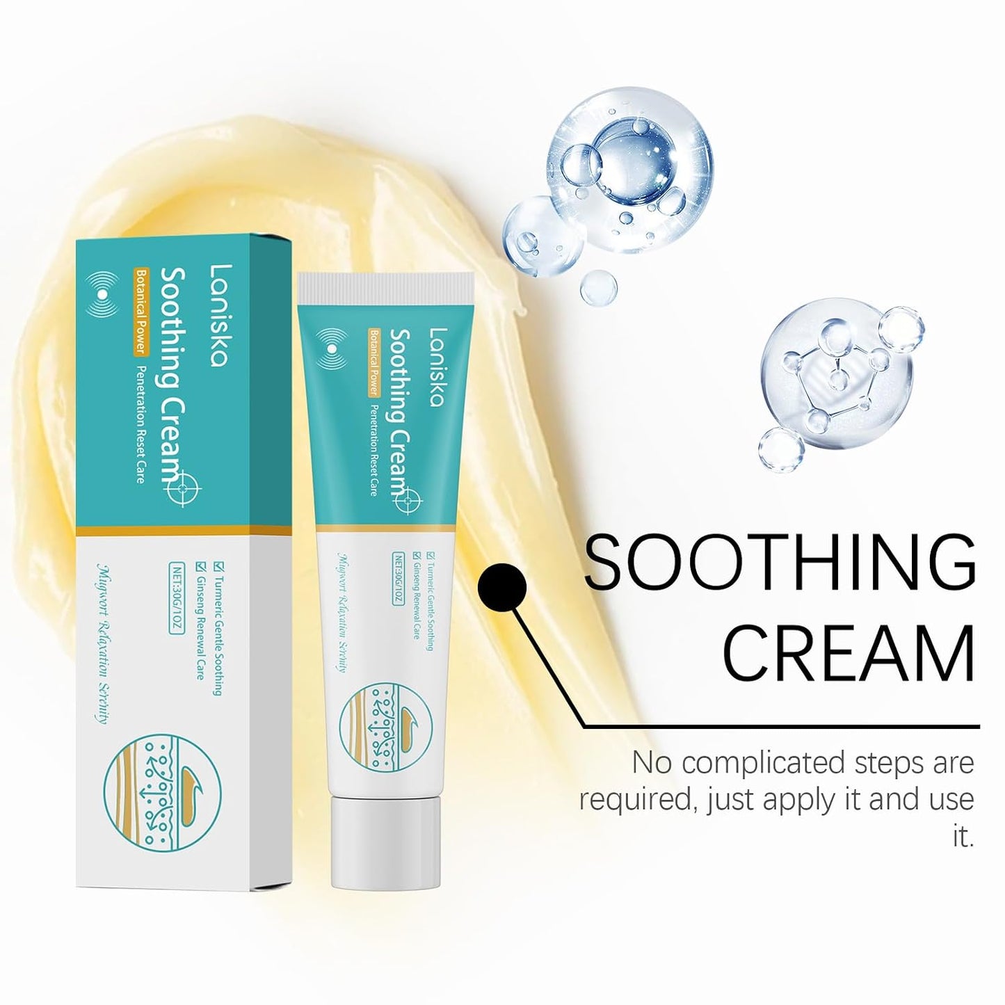 Herbal Vein Care Cream for Legs & Shoulders, Botanical Massage Cream with Turmeric, Ginseng & Mugwort, Fast-Absorbing Moisturizing Formula for Daily Skin Care, 1 oz