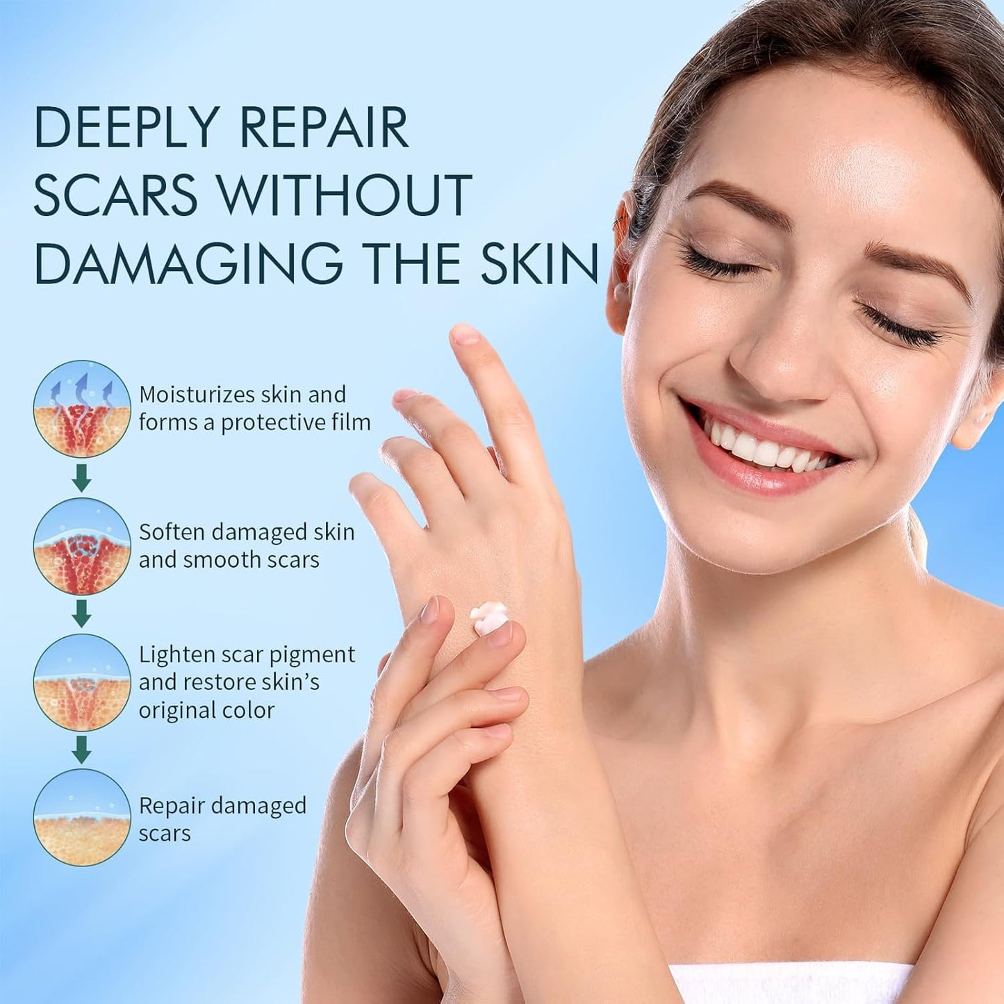 Advanced Medical-Grade Silicone Scar Gel - 1.7 oz Professional Scar Removal Cream for Surgical Scars, C-Section, Keloid Bumps, Stretch Marks, Cruelty-Free & Safe for All Skin Types (1)