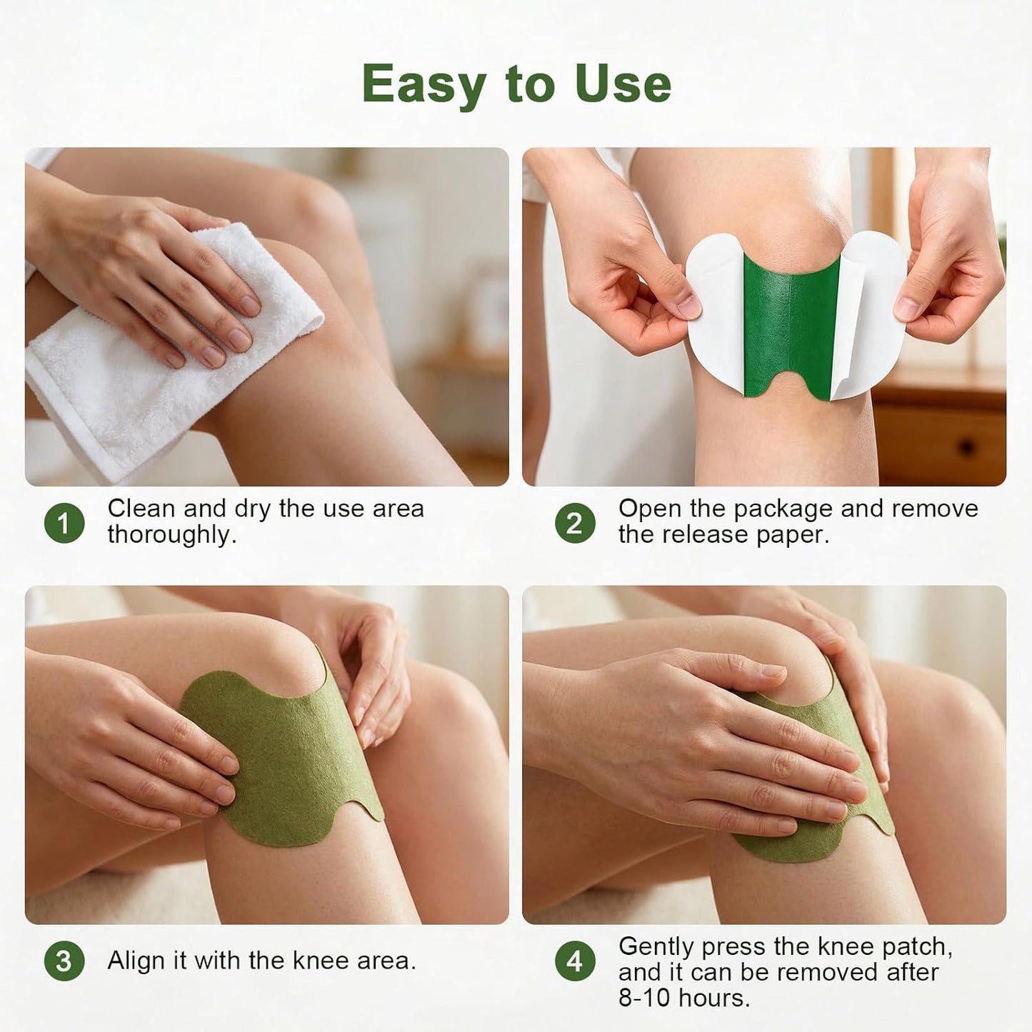 100 PCS Warming Herbal Knee Patches with Wormwood Extract, 12 Hours Lasting Comfort for Soothing Joint Discomfort in Knee, Back, Neck & Shoulder