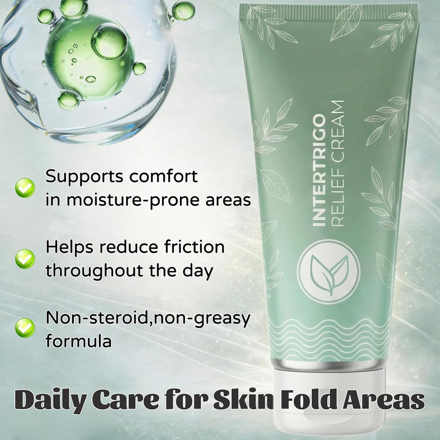 2026 New Intertrigo Cream, Professional Intertrigo ReliefCream, Skin Fold Care & Chafing Support Cream With Zinc Oxide & Undecylenic Acid Helps Soothe Irritated Skin, Moisture & Friction Control（1PC）