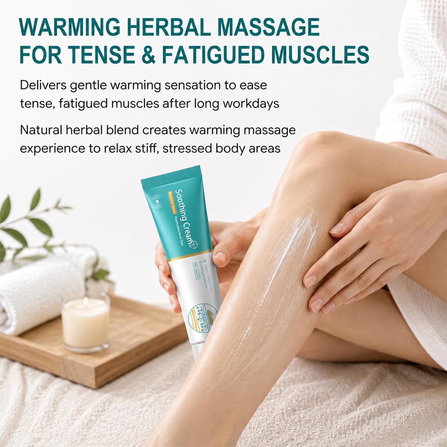 2Pcs Soothing Cream,Herbal Vein Care Cream for Legs & Shoulders,Botanical Massage Cream with Turmeric, Ginseng & Mugwort,Fast-Absorbing Moisturizing Formula for Daily Skin Care