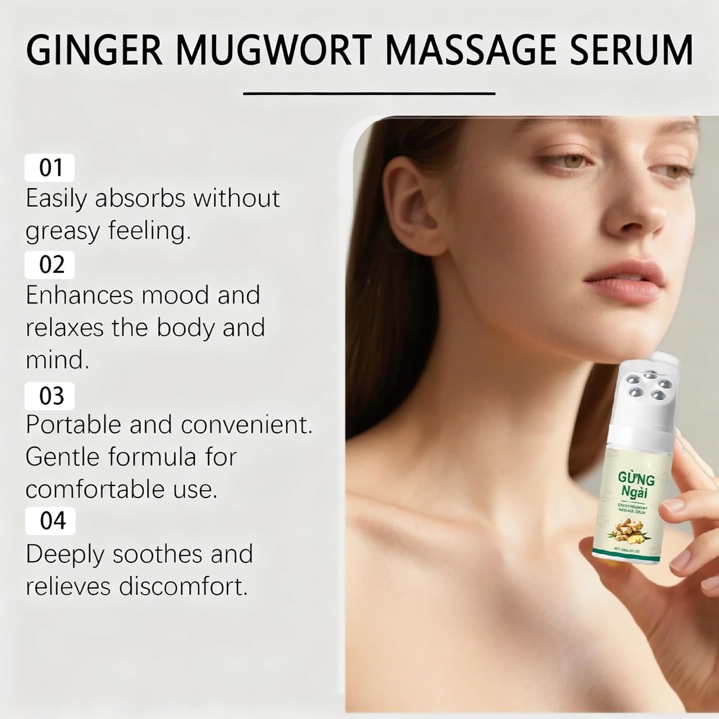 Ginger Mugwort Roller Massage Liquid, Gentle Nourishing & Moisturizing, Neck and Shoulder Comfort Care Essence, Natural Plant Extracts for Relaxation (1)