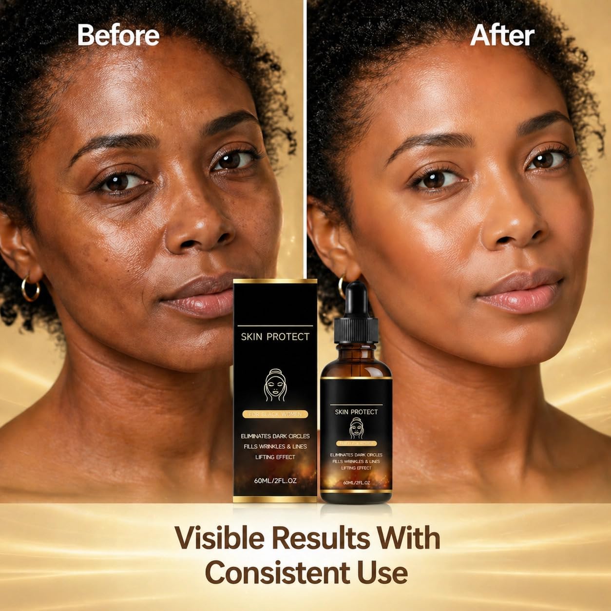 Walker Skin Protect Serum for Black Women, Reduces Wrinkles & Fine Lines, Eliminates Dark Circles, and Lifts & Firms Skin,Lightweight Non-Greasy,Suitable for Black Women & All Skin Types.(1 pack)