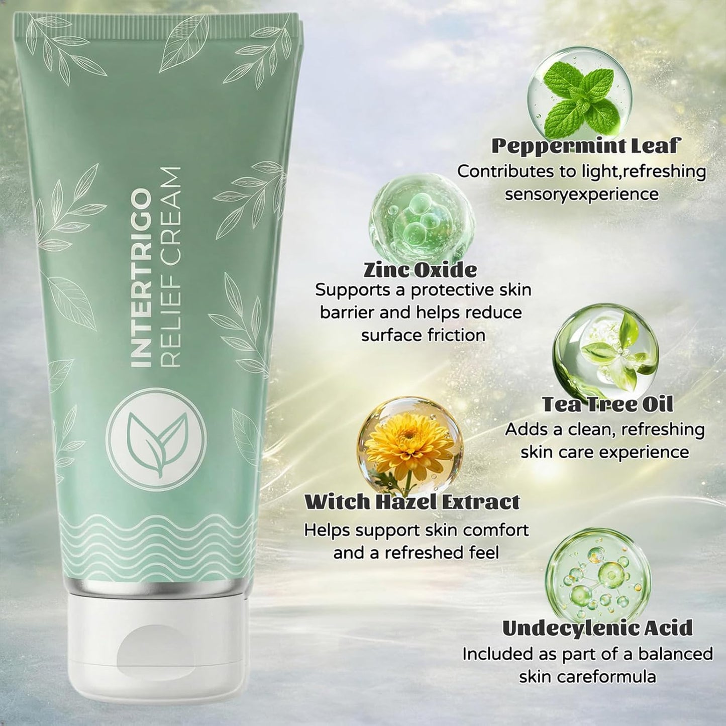 2026 New Intertrigo Cream, Professional Intertrigo ReliefCream, Skin Fold Care & Chafing Support Cream With Zinc Oxide & Undecylenic Acid Helps Soothe Irritated Skin, Moisture & Friction Control（1PC）