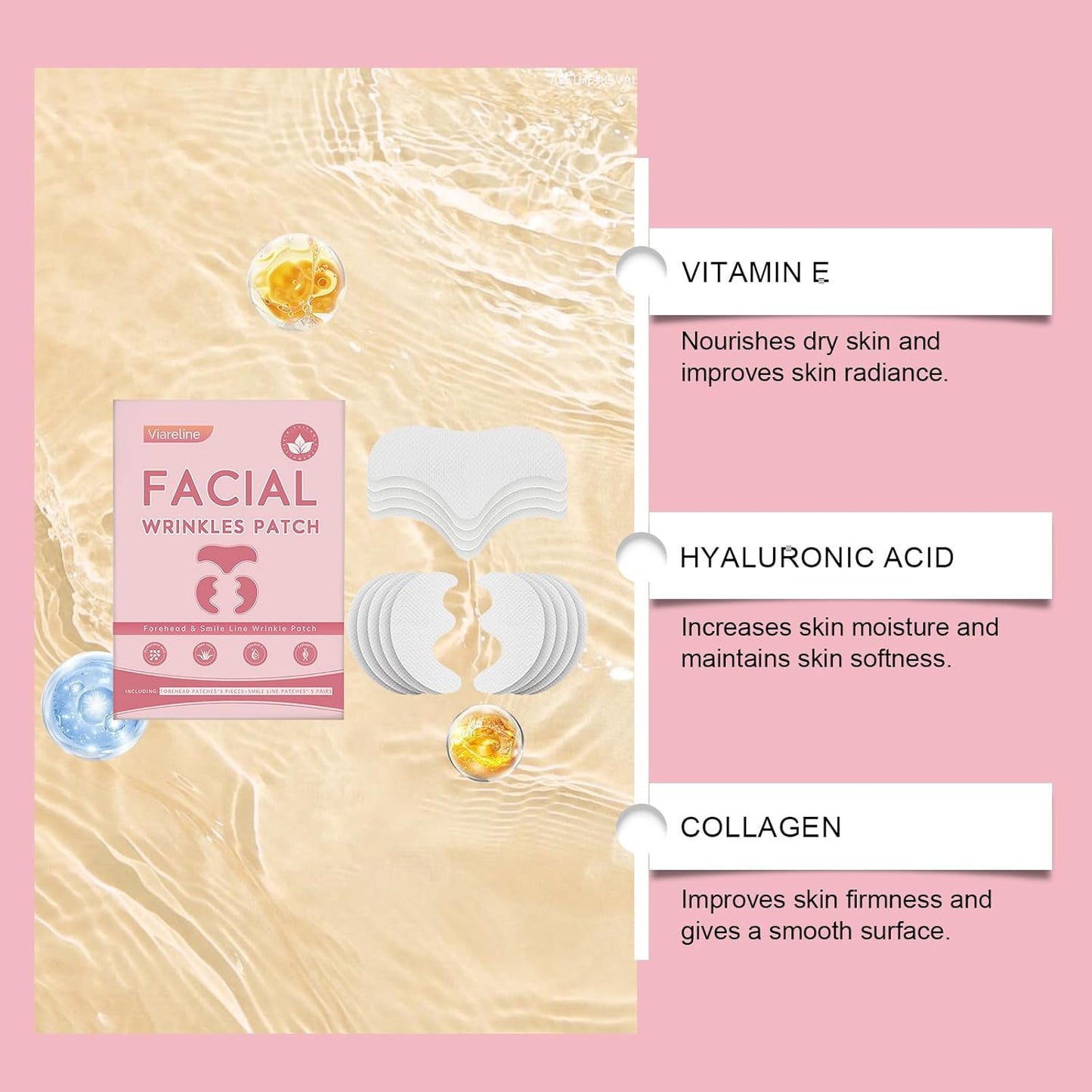 Facial Patches Set - Forehead & Smile Line Patches with Hyaluronic Acid & Aloe, Hydrating & Soothing Skin Care Patches, Comfortable Fit for Daily Use （10 pcs ）