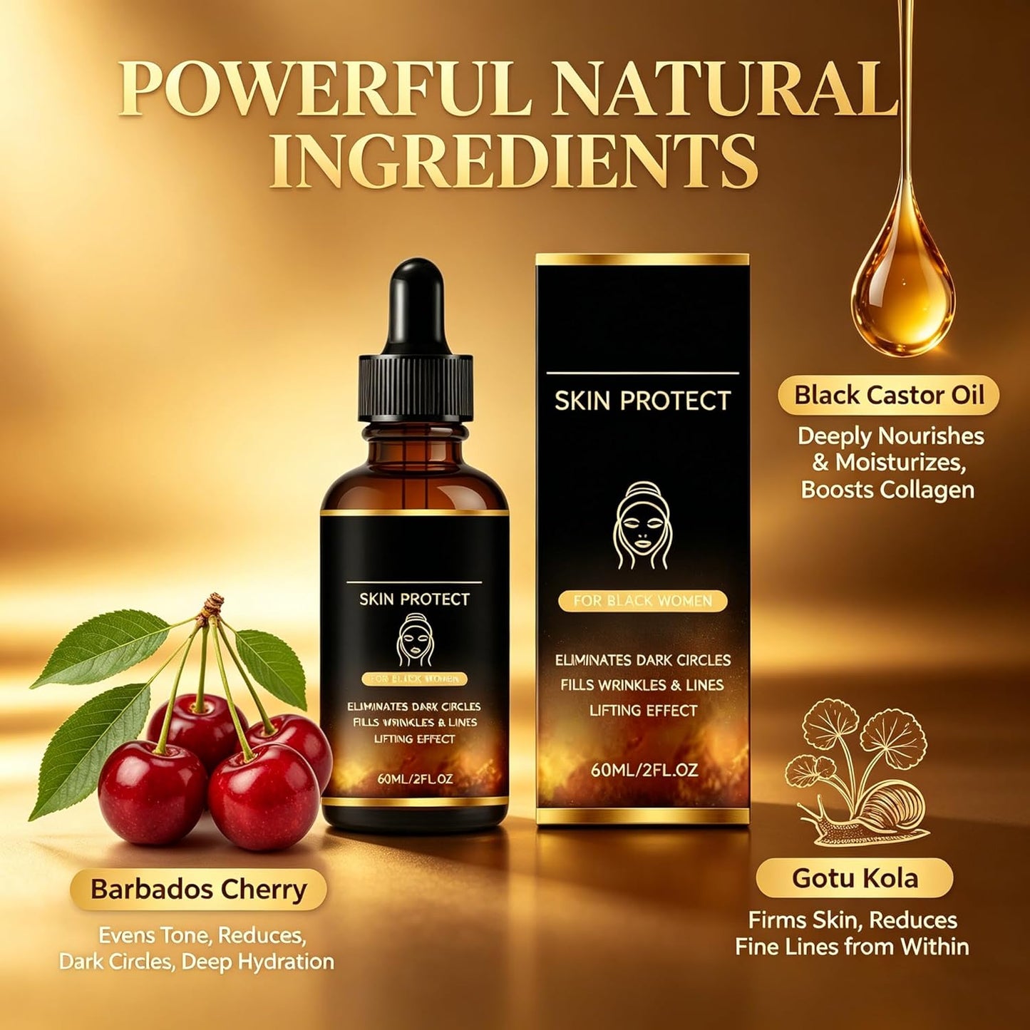 Walker Skin Protect Serum for Black Women, Reduces Wrinkles & Fine Lines, Eliminates Dark Circles, and Lifts & Firms Skin,Lightweight Non-Greasy,Suitable for Black Women & All Skin Types.(1 pack)