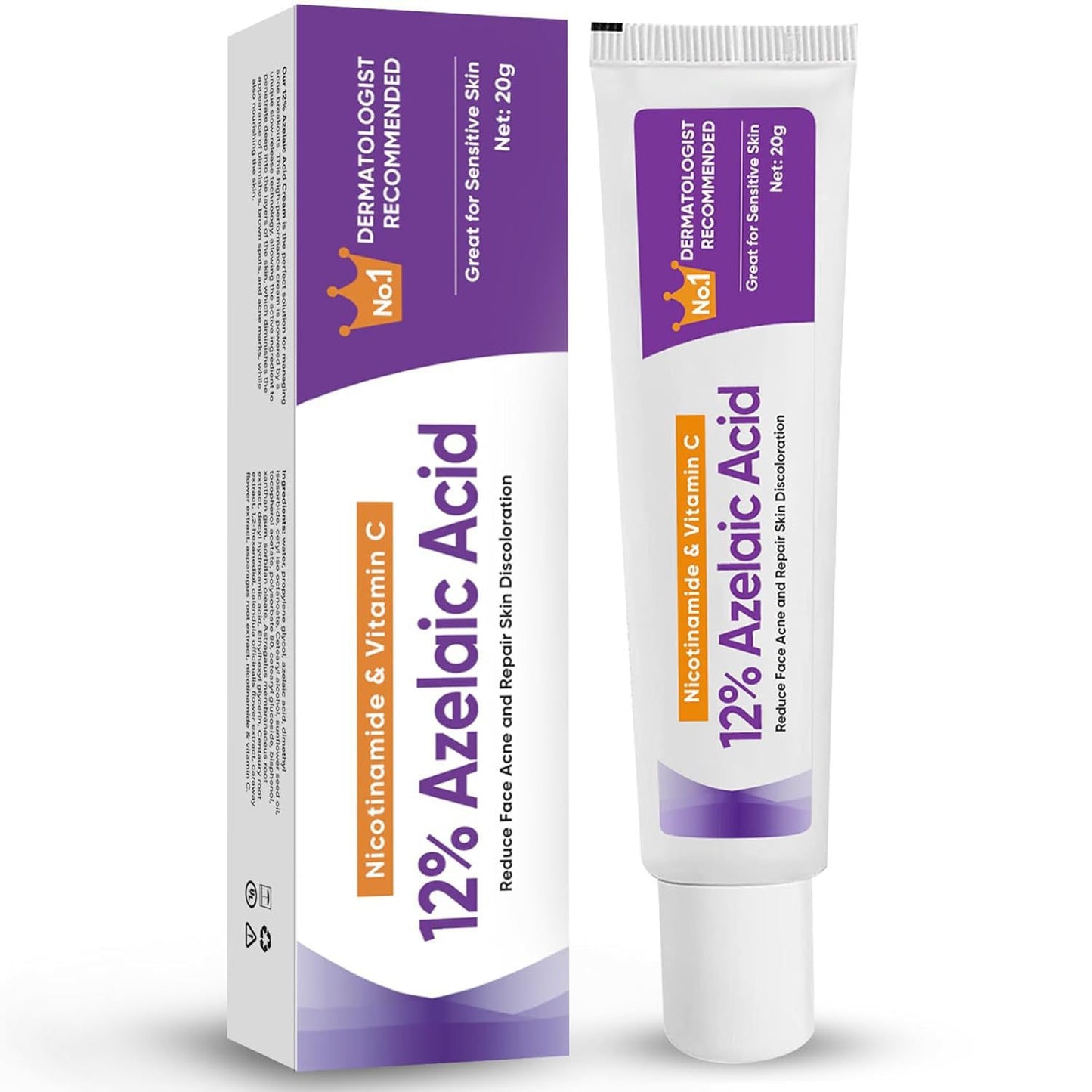 Azelaic Acid Face Cream - Restorative Multi-Action Formula with Vitamin C & Niacinamide, Comforting Gel-Cream for Post-Shaving & Stressed Skin, Revitalizing Skin Tone & Texture (Pack of 1)