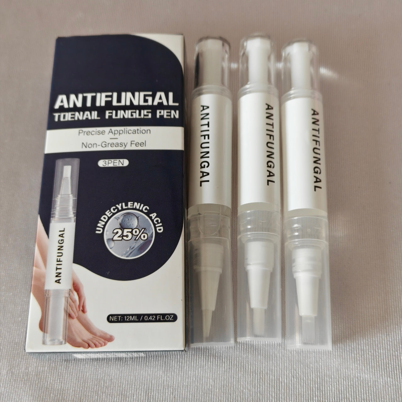 Nail Care Pen (3-Pack) - 25% Undecylenic Acid & Tea Tree Oil, Nourishing Formula for Healthy-Looking Fingernails & Toenails, 3ml per Pen (Pack of 3/4)