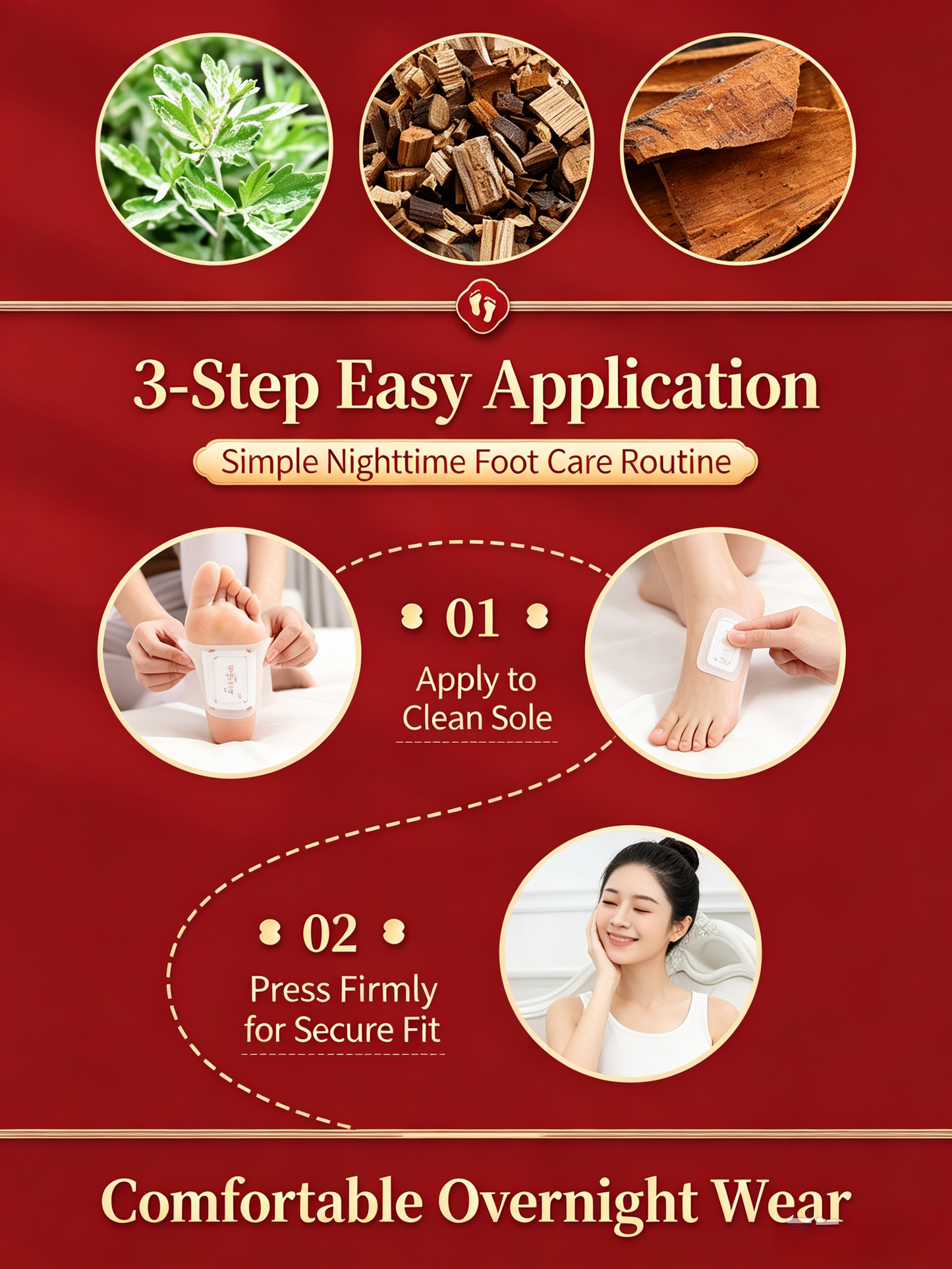 Ginger Mugwort Pepper Foot Patches, 30 Counts Natural Herbal Foot Care Patches, Overnight Relaxing Foot Pads for Tired Feet, Gentle Plant Foot Stickers for Night Use