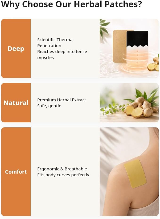 100 Pieces Artemisia & Ginger Herbal Warmth Patch | Self‑Adhesive Heating Pad for Body Relaxation & Comfort | Natural Heat Patch for Shoulder, Neck, Waist, Abdomen & Joints